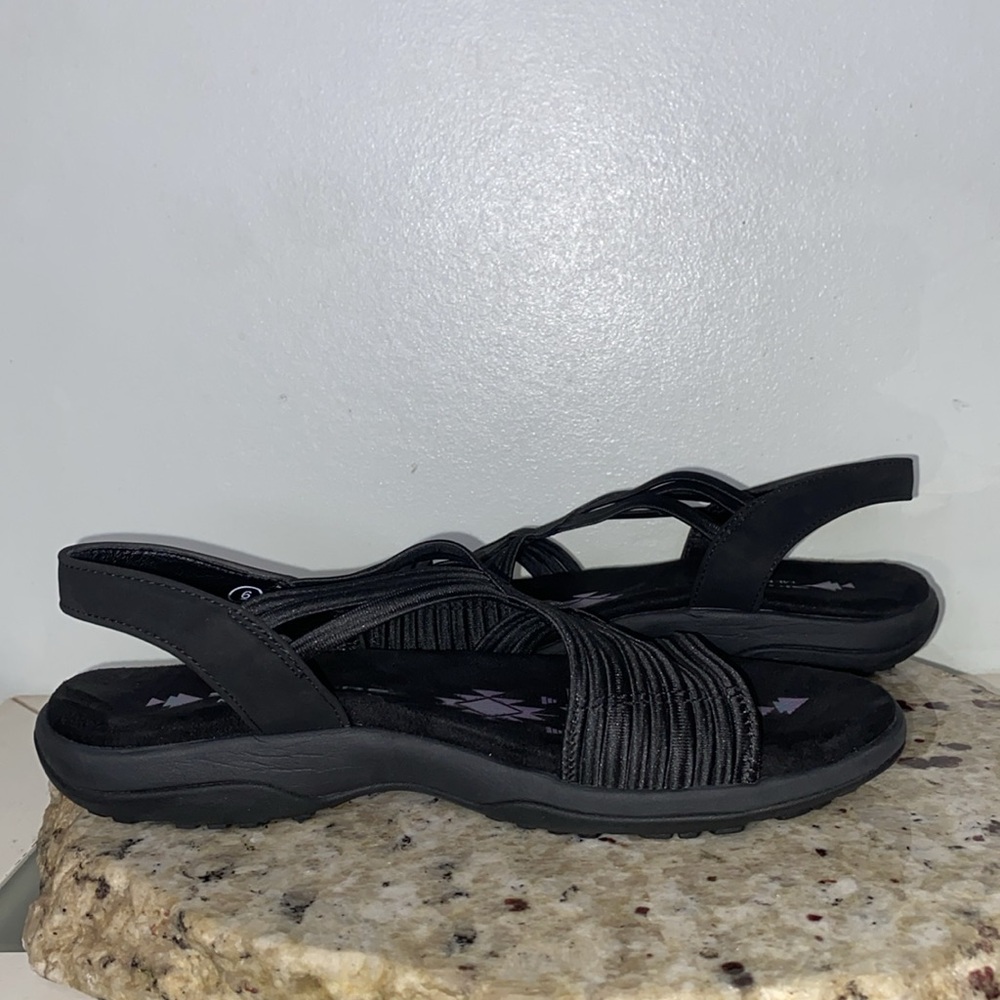 Skechers Reggae Slim Sunnyside Stretch Fit Woven Strap Black Sandals Women Sz 6 - Picture 13 of 16